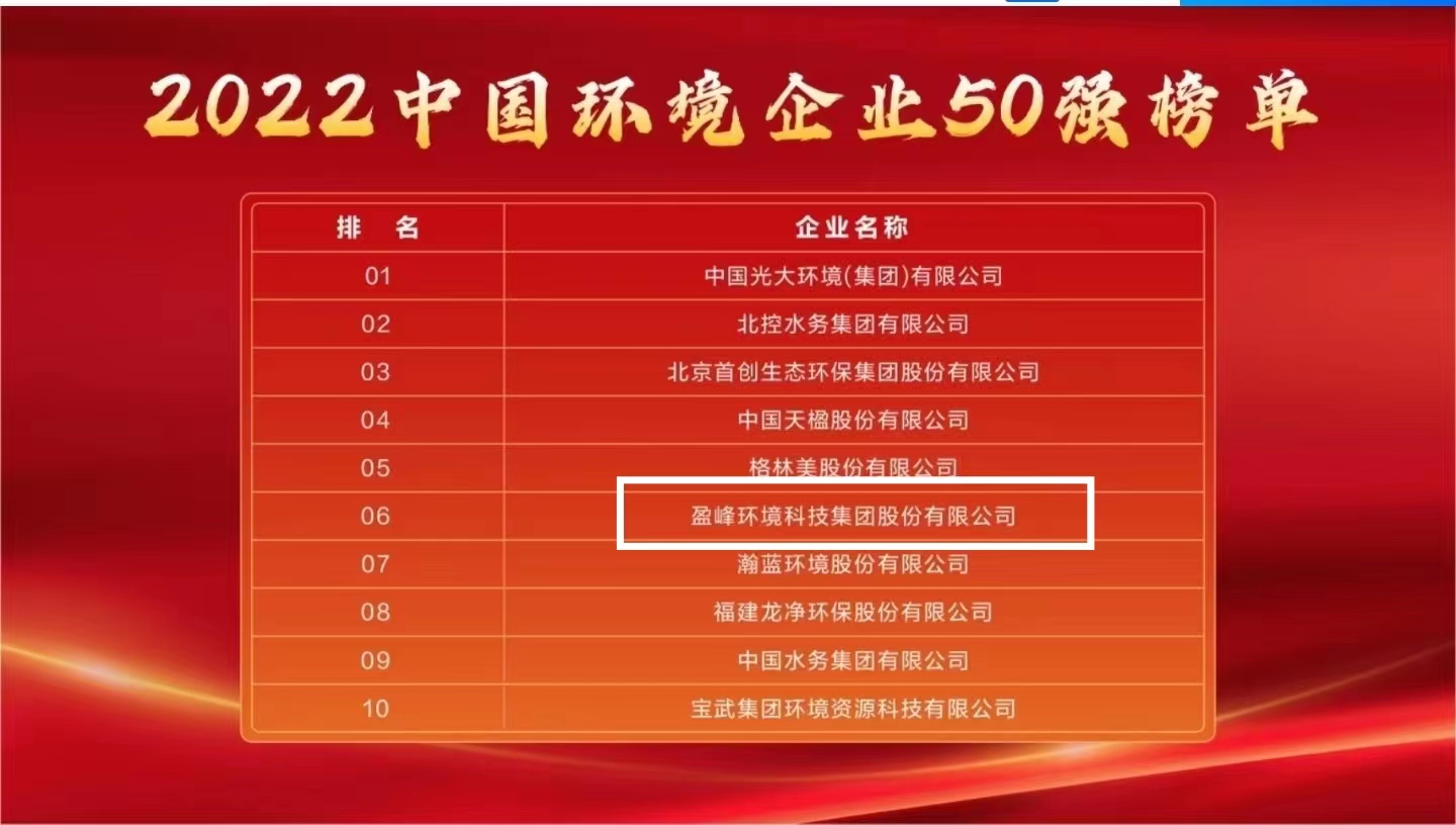 V66.COM环境连续5年荣登“中国环境企业50强”榜单
